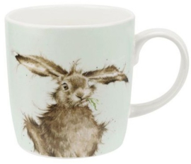 Wrendale Designs Large 'Hare Brained' Mug -licht groene achtergrond-