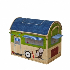 Rice Raffia Toy Basket Happy Camper - small