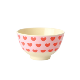 Rice Small Melamine Bowl - Sweet Hearts Print