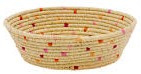 Rice Raffia Bread Basket with Red Details Ø 30 cm