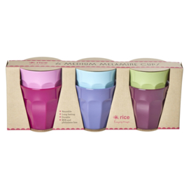 Rice Medium Melamine Cup - Assorted 'Viva La Vida' Colors - Set of 6