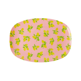 Rice Small Melamine Rectangular Plate - Lemon Print