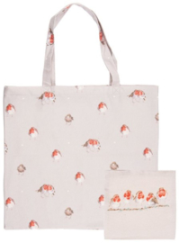 Wrendale Designs 'Jolly Robin' Foldable Shopper Bag - Robin
