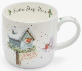 Wrendale Designs 'Santa Stop Here' Robin Mug
