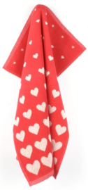 Bunzlau Kitchen Towel Hearts Red