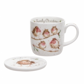 Wrendale Designs 'Family Christmas' Mug & Coaster Set 