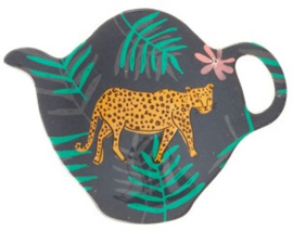 Rice Melamine Tea Bag Plate Leopard and Leaves Print - 'Simply Yes' 