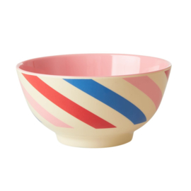 Rice Medium Melamine Bowl - Candy Stripes Print