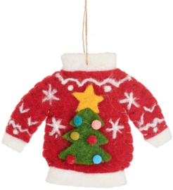 Sass & Belle Red Christmas Jumper Felt Decoration