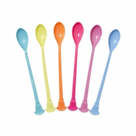Rice Long Melamine Vintage Spoon in 6 Assorted 'Go for the Fun' Colors