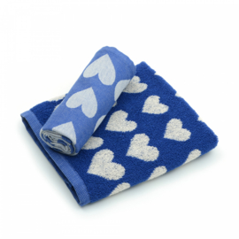 Bunzlau Kitchen Towel - Hearts Royal Blue