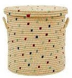 Rice Raffia Storage Basket Ø 36 cm -Blue-