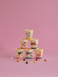 Rice Small Melamine Cup - Assorted Farm Prints - 6 pcs.