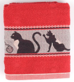 Bunzlau Kitchen Towel Cats Red