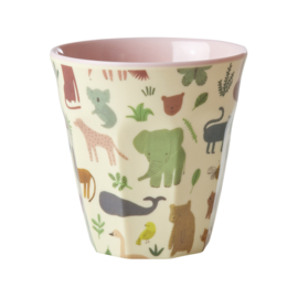 Rice Melamine Cup - Sweet Jungle Print Pink - 250 ml