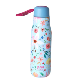 Rice Isolating Drinking Bottle with Blue Selmas Flower print - RVS