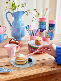 Rice Acrylic  Cake Plate - Soft Blue Check