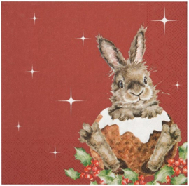 Wrendale Designs Cocktail Napkins 'Merry Little Christmas' Rabbit