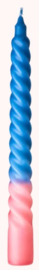 Rice Twisted Two Tone Candle Blue - Pink