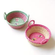Rice Raffia Mini Basket with Butterfly Embroidery