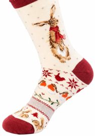 Wrendale Designs Socks 'Winter Hare' Hare - Dames maat 37–41