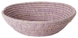 Rice Raffia Round Bread Basket in Lavender - Medium