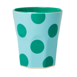 Rice Jumbo Melamine Cup - Mint with Green Dots Print