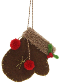 Meander Want Bruin met Hulst -vilt- 10 x 1 x 12 cm