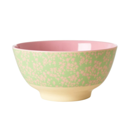 Rice Medium Melamine Bowl - Pink Flower Field Print