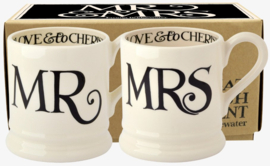 Emma Bridgewater Black Toast 'Mr & Mrs' Set of 2 1/2 Pint Mugs Boxed