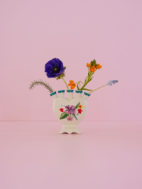Rice Ceramic Finger Vase with Flower Design