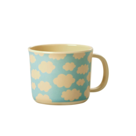 Rice Melamine Baby Cup with Cloud Print - Blue