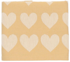 Bunzlau Tea Towel Hearts Yellow