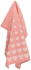 Bunzlau Tea Towel - Hearts Pink