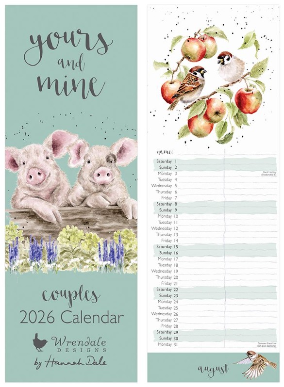 Wrendale Designs 'Yours and Mine' Couples Slim Calendar 2026