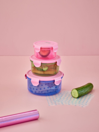 Rice Round Food Box with Pink Lid - Set of 3