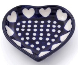 Bunzlau Teabag Dish Heart Blue Valentine