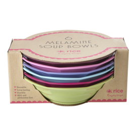 Rice Melamine Cereal Bowls 'Viva La Vida' Colors - Set of 6