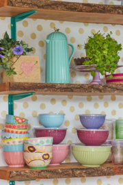 Rice Ceramic Bowls - Green, Aubergine & Lavender - Set van 3