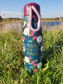 Rice Isolating Drinking Bottle with Wedding Bouquet print 'Make your own magic'- RVS