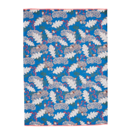 Rice Tea Towel - Autumn and Acorns Print - Neon Piping