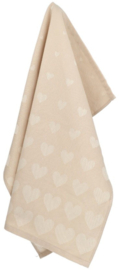 Bunzlau Tea Towel - Hearts Grey Sand