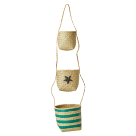 Rice Seagrass Hanging Storage Baskets with Star