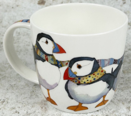 Emma Ball Mug with Gift Box - Knitting Puffins -mok met rond oor-