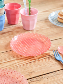 Rice Acrylic  Cake Plate - Coral Dots