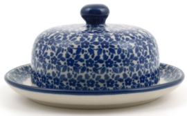 Bunzlau Butter Dish with Plate Round Ø 15 cm Indigo