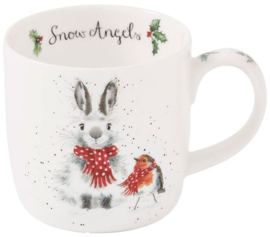 Wrendale Designs 'Snow Angels' Rabbit & Robin Mug