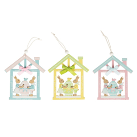 Sass & Belle Bunny Playing in House Hanging Decoration Assorted