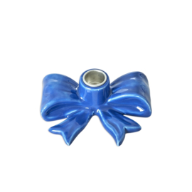 Rice Small Bow Ceramic Candle Holder - Blue