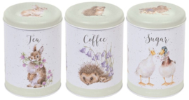 Wrendale Designs Tea, Coffee and Sugar Canisters 'The Country Set' Country Anima -green-